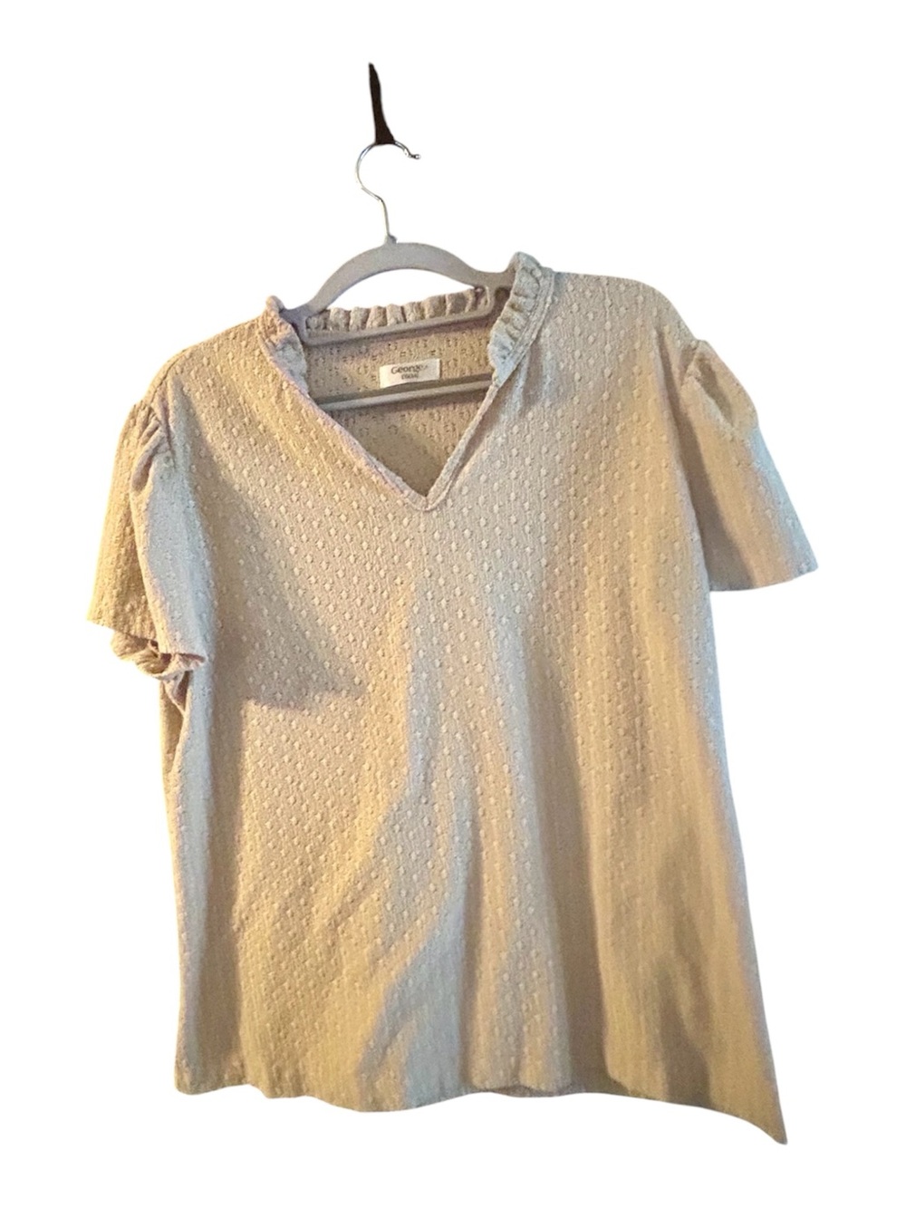 George Cream Textured V-Neck Top - Picture 3 of 3